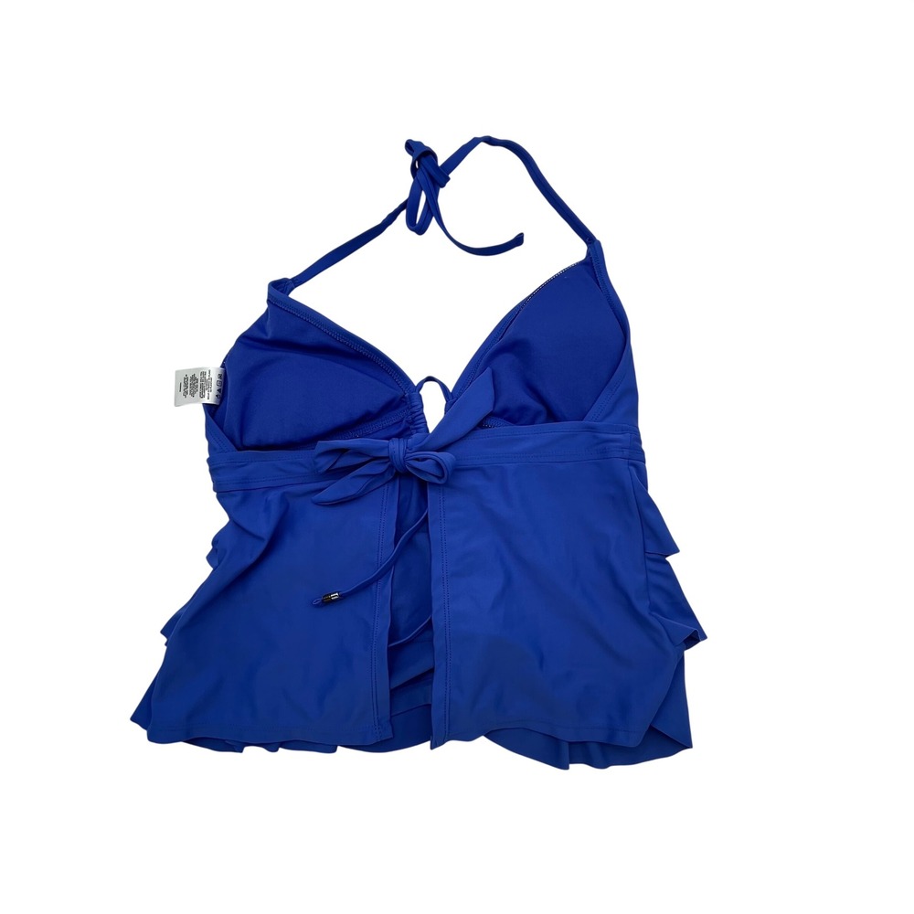 Catalina Royal Blue Ruffle Tiered Halter Tankini Swim Top Size Large 12-14 - Picture 2 of 4